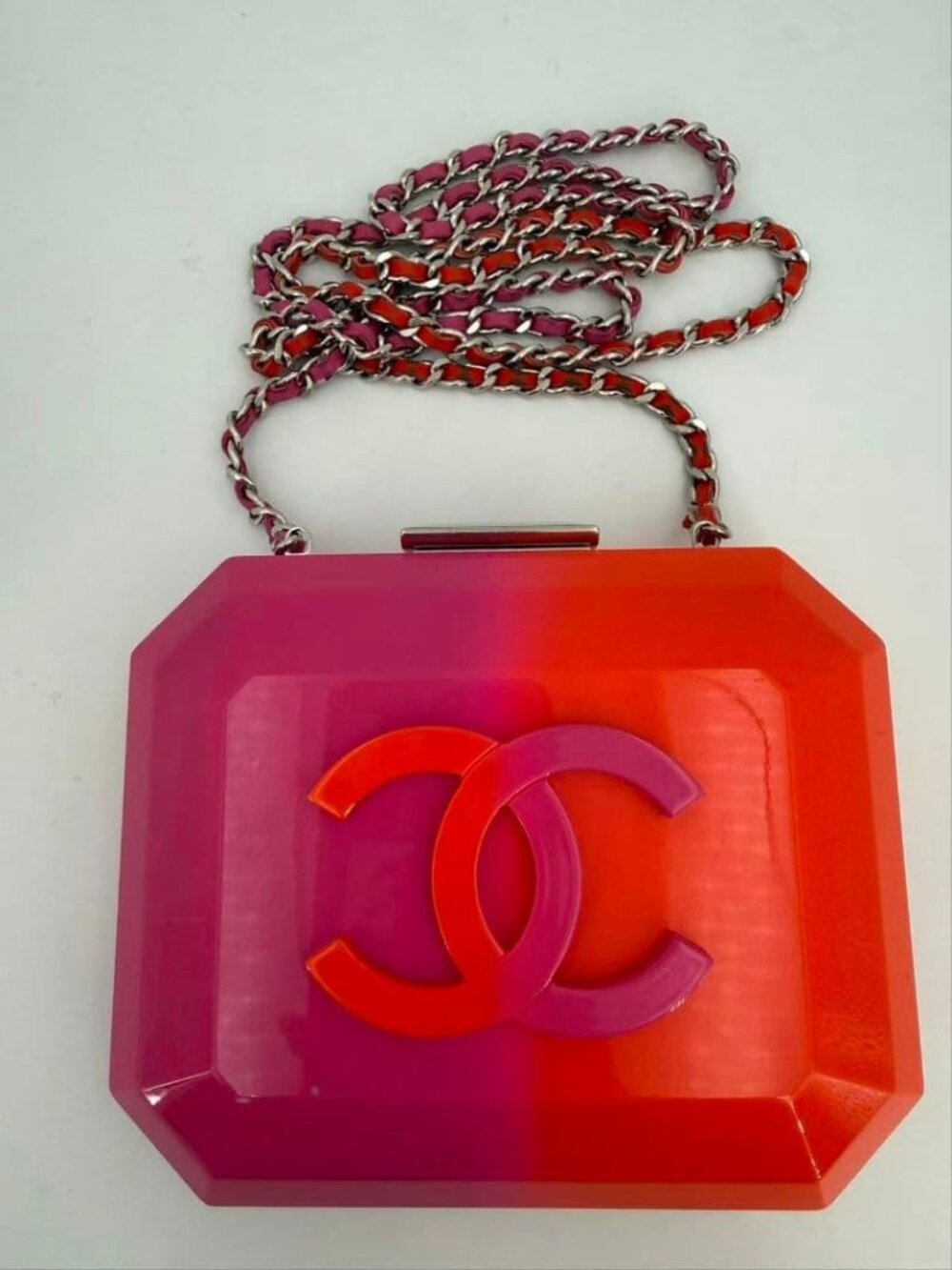 Chanel Acrylic Bicolor Flap Bag Pink - Picture 1 of 9